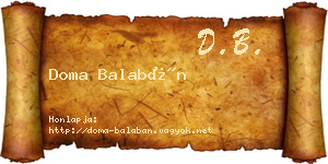 Doma Balabán névjegykártya